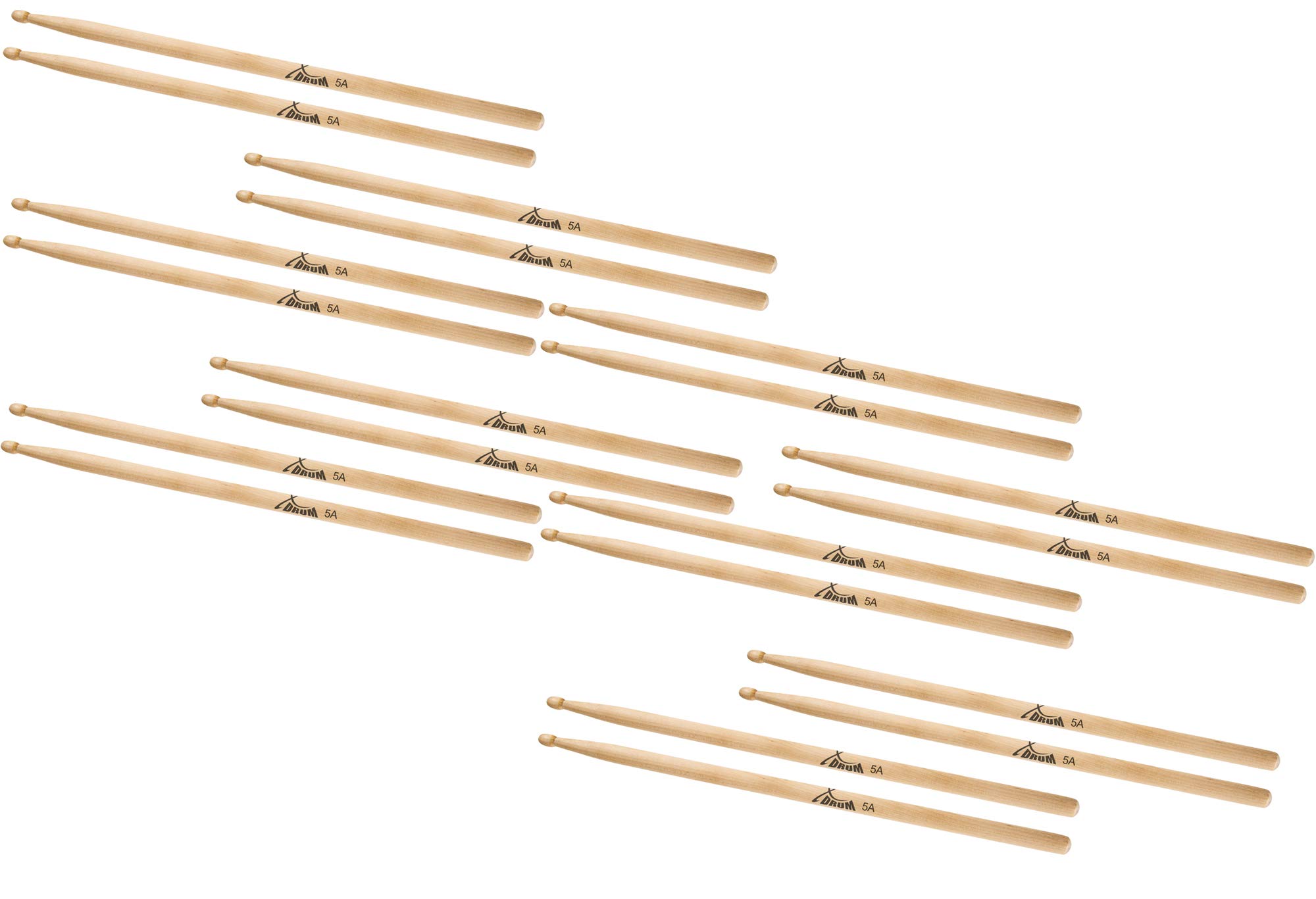 10 Paia Bacchette XDrum 5A Punta in Legno