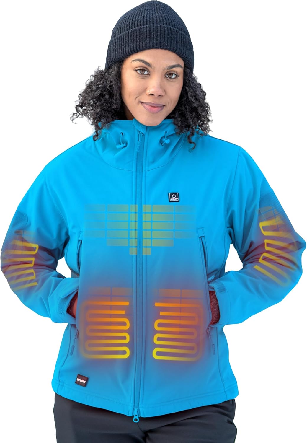 DEWBU Heated Jacket for Women with 12V Battery Pack Winter Outdoor Soft Shell Electric Heating Coat