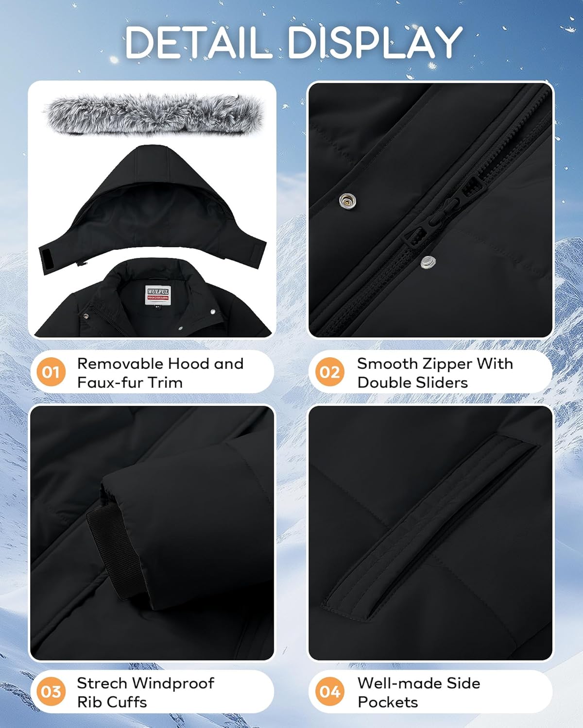 WULFUL Girl's Winter Long Coats Hooded Parka Kids Warm Puffer Jacket - Image 6