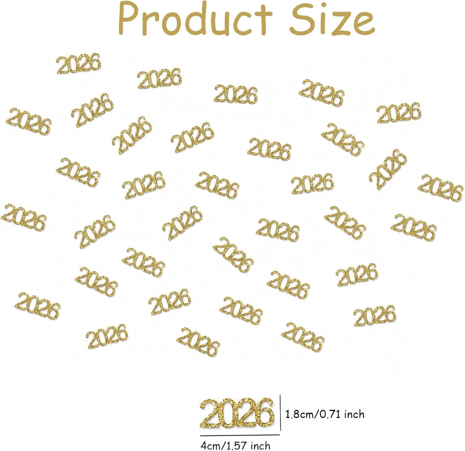 200Pcs Gold 2026 Graduation Confetti, Glitter 2026 Grad Table Confetti Graduation Party Decorations Confetti for Anniversary Birthday Corporate Event Table Supplies