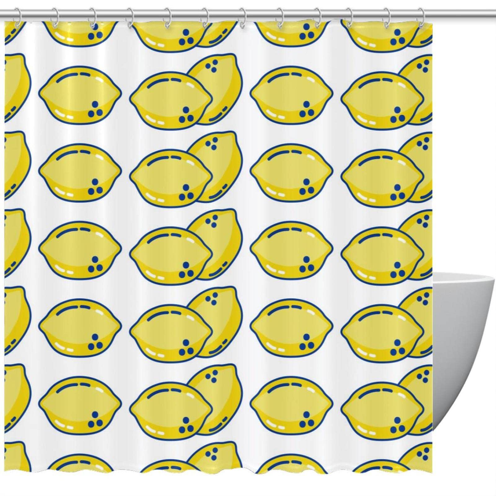 Rideau de douche imperméable anti-moisissure à motif citrons coloré 183x183