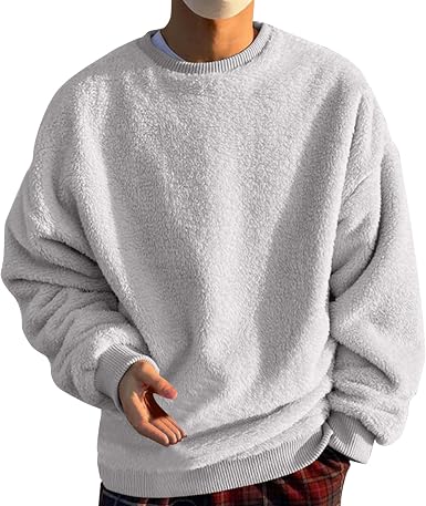 COZYPOIN Felpa Uomo Girocollo Maniche Lunghe, In Misto Seta E Cotone, Traspirante E Comoda, Peso Medio, Colore Base