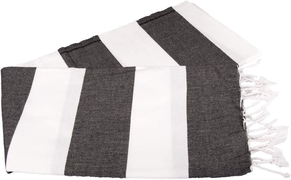 Set of 4 Turkish Beach Towel with 2 Towel Bands - Beach Towels Oversized 4 Pack - 100% Cotton 40 x 70 inches - SandProof Fast Drying Large Pool Towels