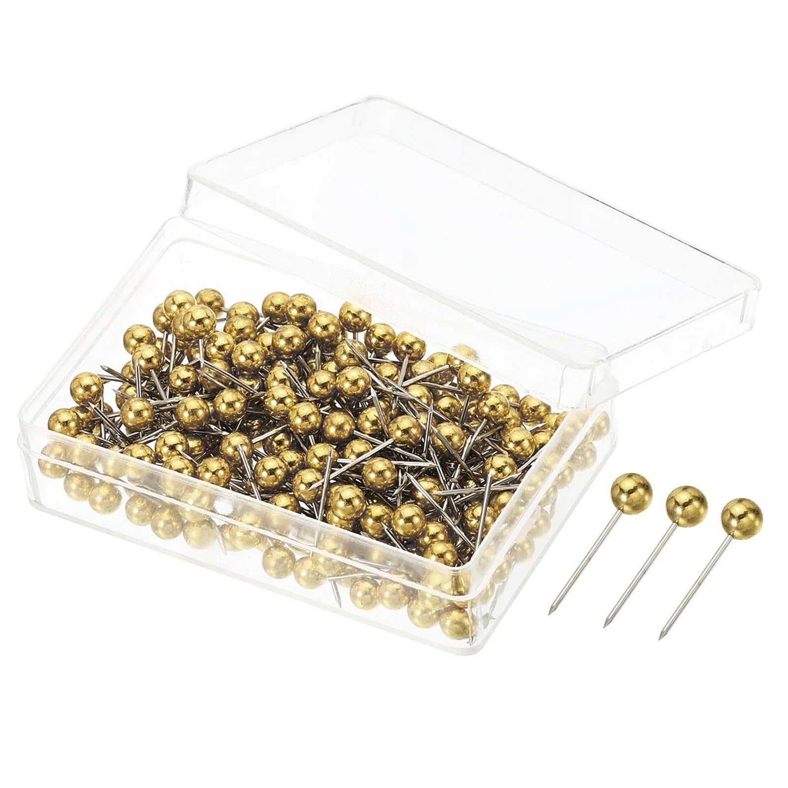 200Pcs 4x15mm Push Pins Round Head Map Tacks Thumb Steel Point for World Maps Cork Boards for Bulletin Board Cork Board Map(Golden)