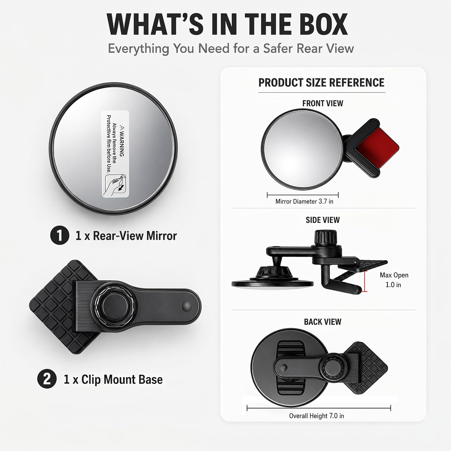 3.7-Inch Clip-On Computer Monitor Mirror for Desk & Office Cubicle