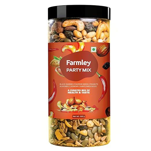 Party Mix 500g, Reusable Jar | Mixed Nuts | Healthy Namkeen Snacks Contains Mixed Dry Fruits, Nuts And Seeds