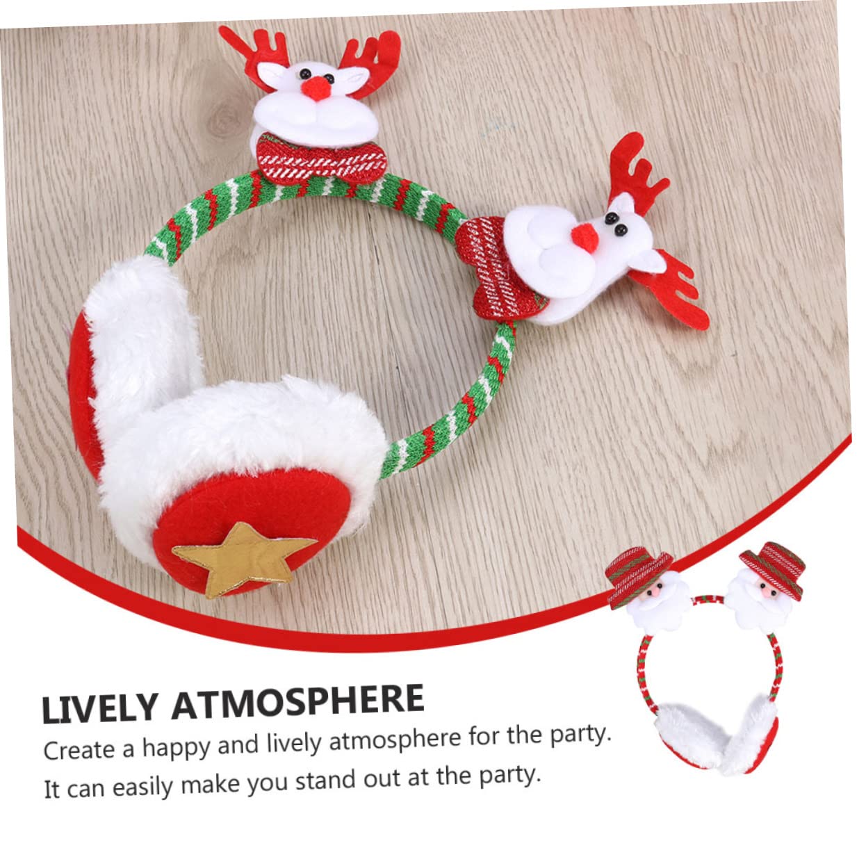 Beavorty Cartoon Christmas Earmuffs Winter Headband Ear Warmer 2pcs Fashion Headband