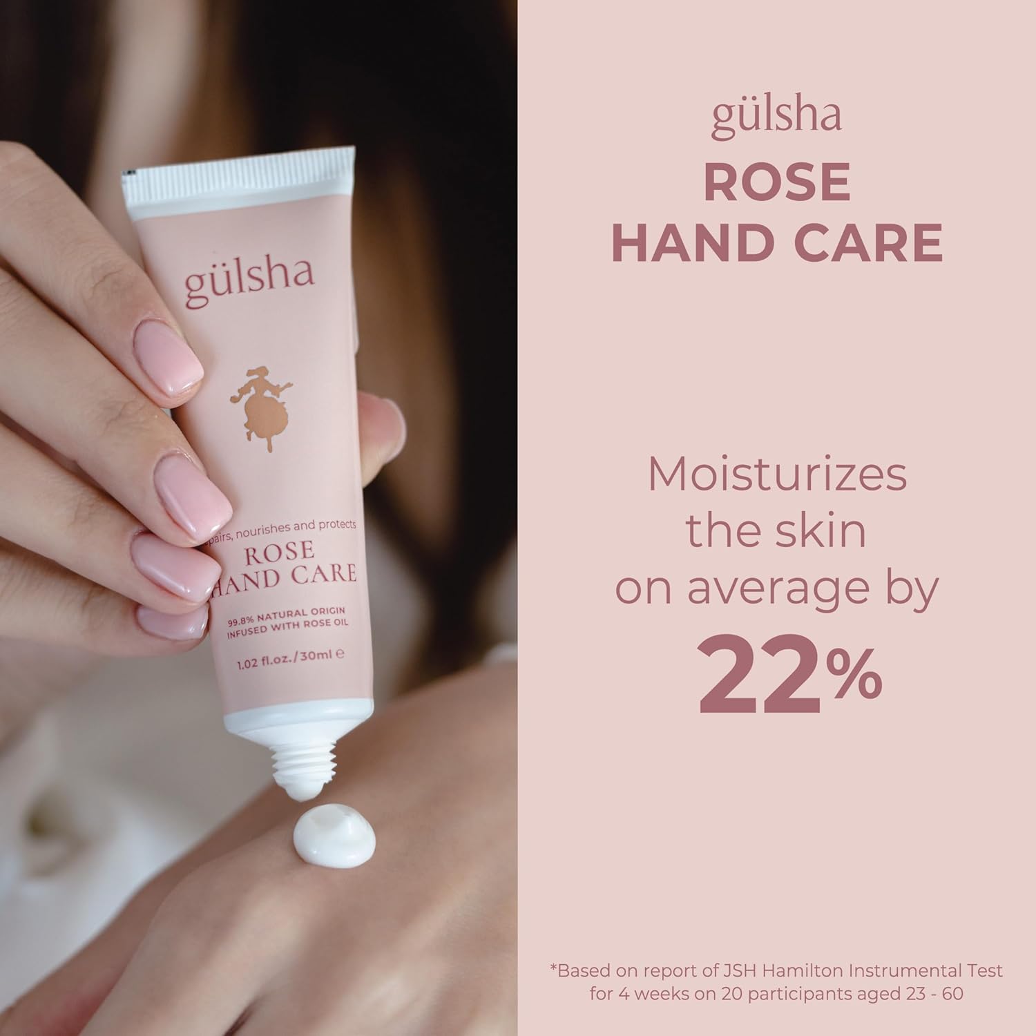 gülsha Rose Hand Cream Nourishes, Moisturizes & Repairs Dry Hands, Light & Fast-Absorbing Hand Cream for Dry Cracked Hands, For All Skin Types,Free from Chemicals, 99.8% Natural Origin, 30ml/1.02fl oz - Image 4