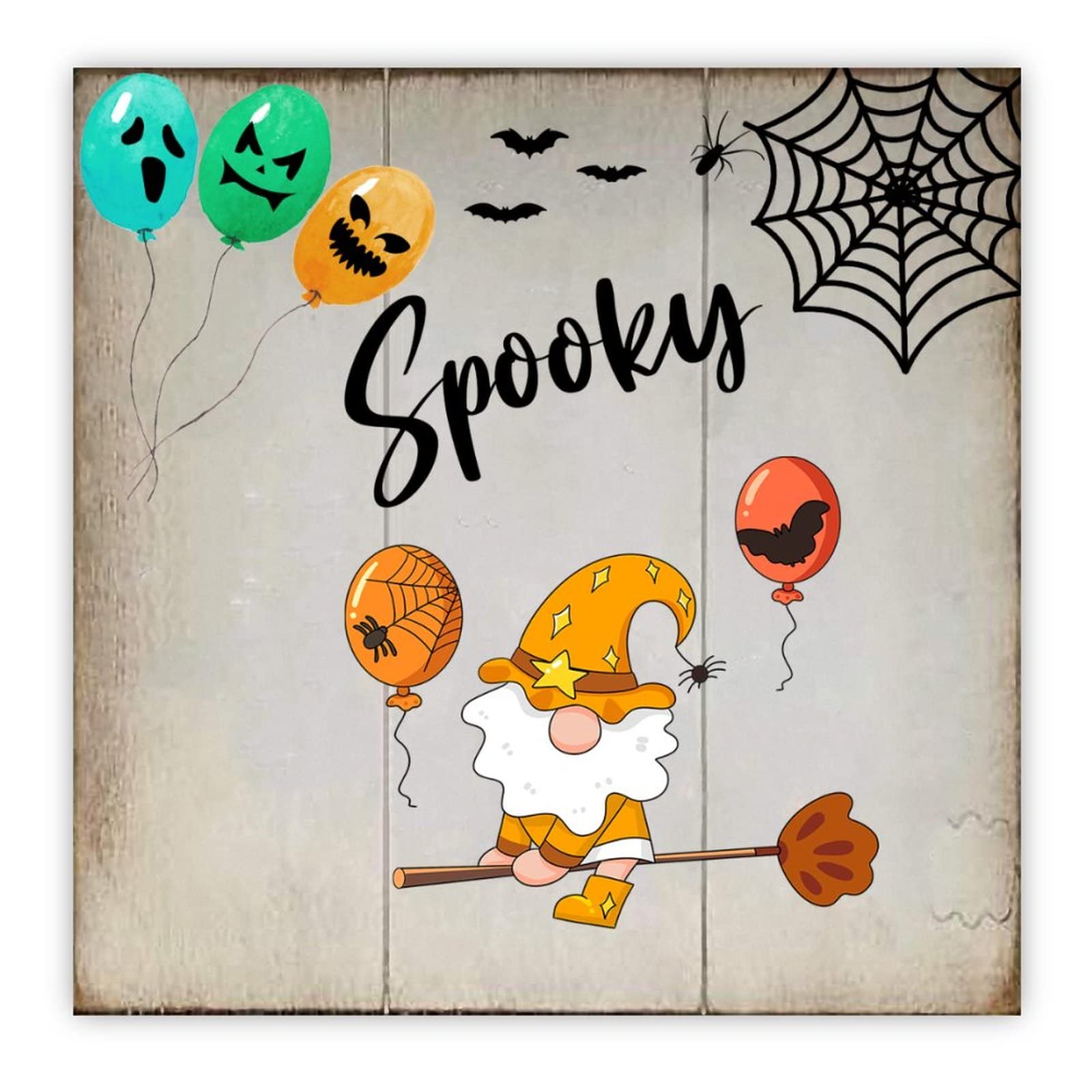 Panneau Halloween bois citrouille 40,6x40,6 cm grand format avec crochet de suspension mural