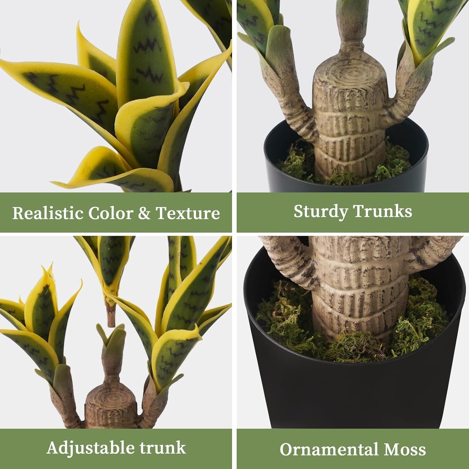 Fake Snake Plant 23.6" Artificial Agave Plant Fake Sansevieria Potted Plants Indoor Outdoor 24 Lifelike Fake Snake Plant Greenery for Home Office Hotel Garden Corner Decor