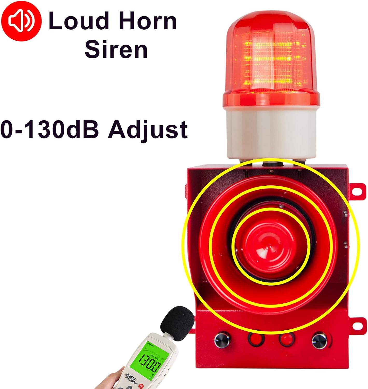 Recordable Alarm Siren 30W 130dB Loud Horn Adjust Volume Tone Waterproof Security Button Siren with Microphone for School, Dock, Factory and House SLB-3100 AC110-120V