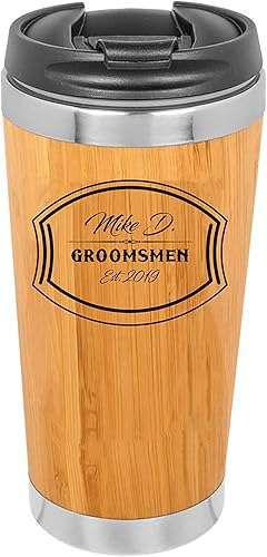Vaso de café de bambú de acero inoxidable personalizado | Taza de café de viaje de bambú - Acero inoxidable