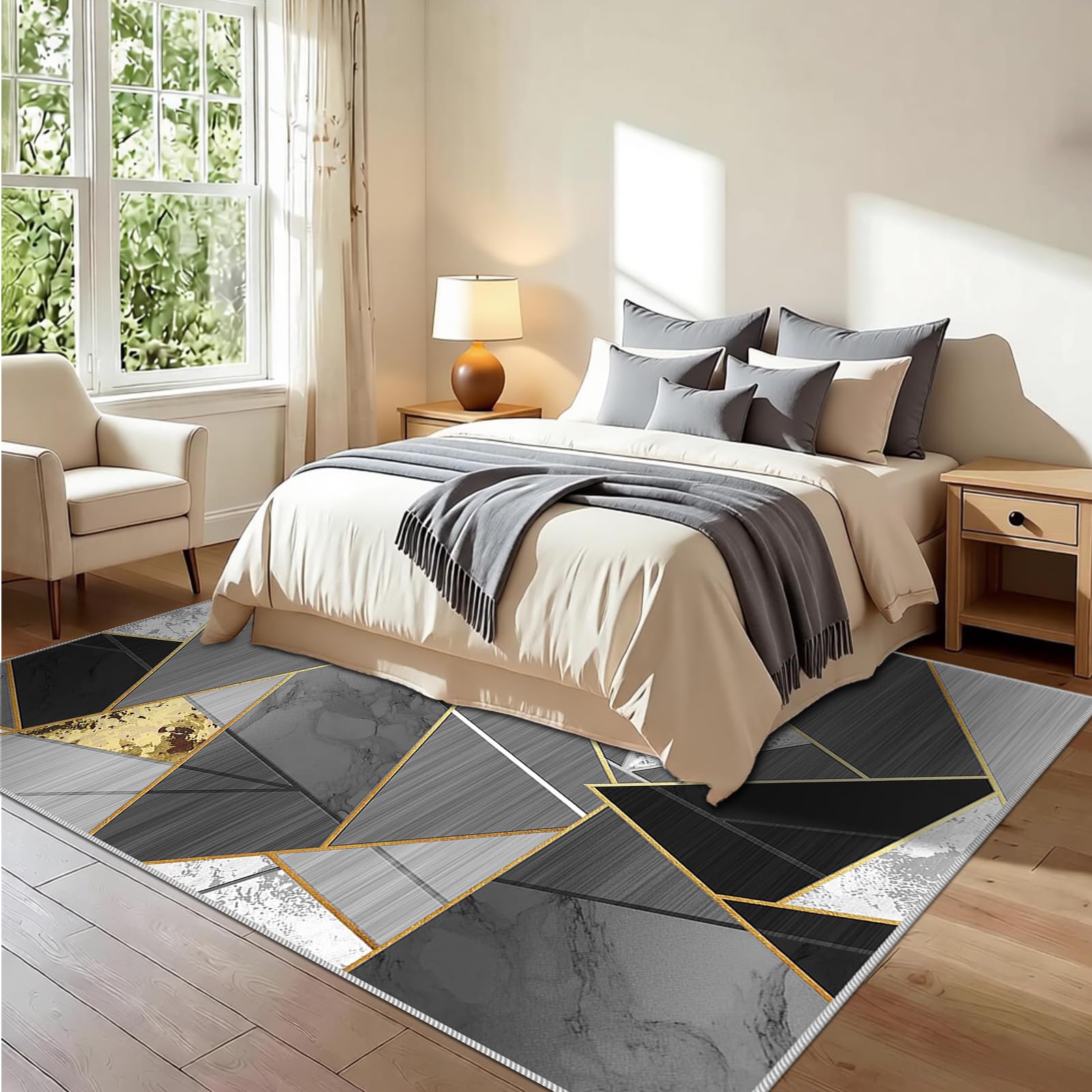 Dywan do salonu Można prać w pralce Antypoślizgowy dywanik do sypialni na łóżko 110 x 170 cm Nowoczesny dywan do salonu Kuchnia Mata podłogowa Duży dywan Jadalnia do wnętrz Jadalnia