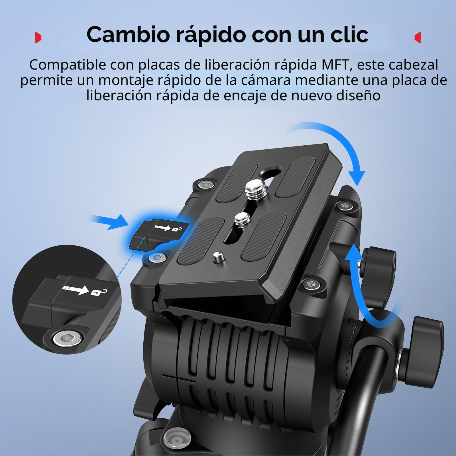 SMALLRIG Trípode Video Aluminio 186cm, Carga 8kg, Cabeza Fluida - 5440 | Trípode de viaje: Peso 3.1 kg, Altura plegado 88 cm, Altura regulable de 85 cm a 186 cm