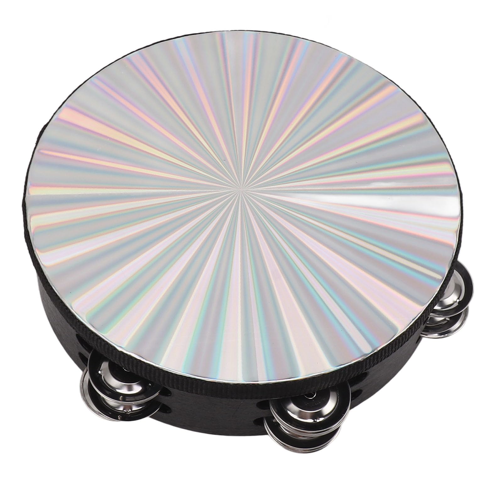 POYHKFD Tambourin à Main en Bois, Tambourin à Double Rangée de Jingles en Métal, Tambourin Radiant Percussion Tambour à Main Cloche Instrument de Musique pour Fête KTV Événements(8 Inch)