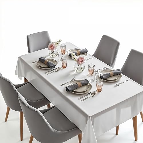 Auros Disposable Plastic Tablecloths, 10 Pack, 54 x 108 Inch