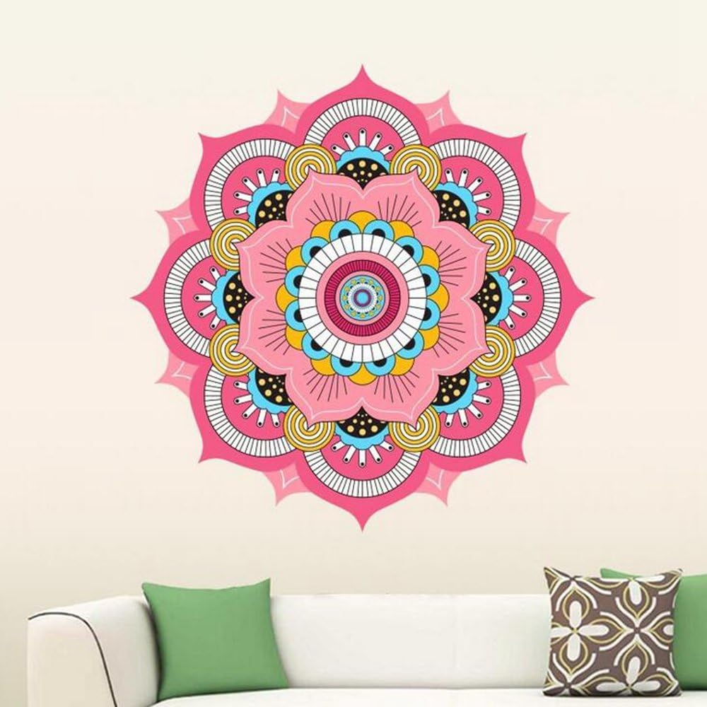 KBYLIFE Fashion Creative Mandala Wall Stickers Decor Yoga Om Decal Vinyl Bedthroom Living Room Art Indian Wall Sticker Waterproof Removable Decal Mandala Flower