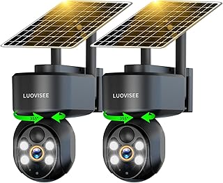 Luovisee WiFi Security Camera Wireless Outdoor 2 Packs,360° PTZ Solar Camera Outdoor Wireless for Home Security,Work with Price In India
