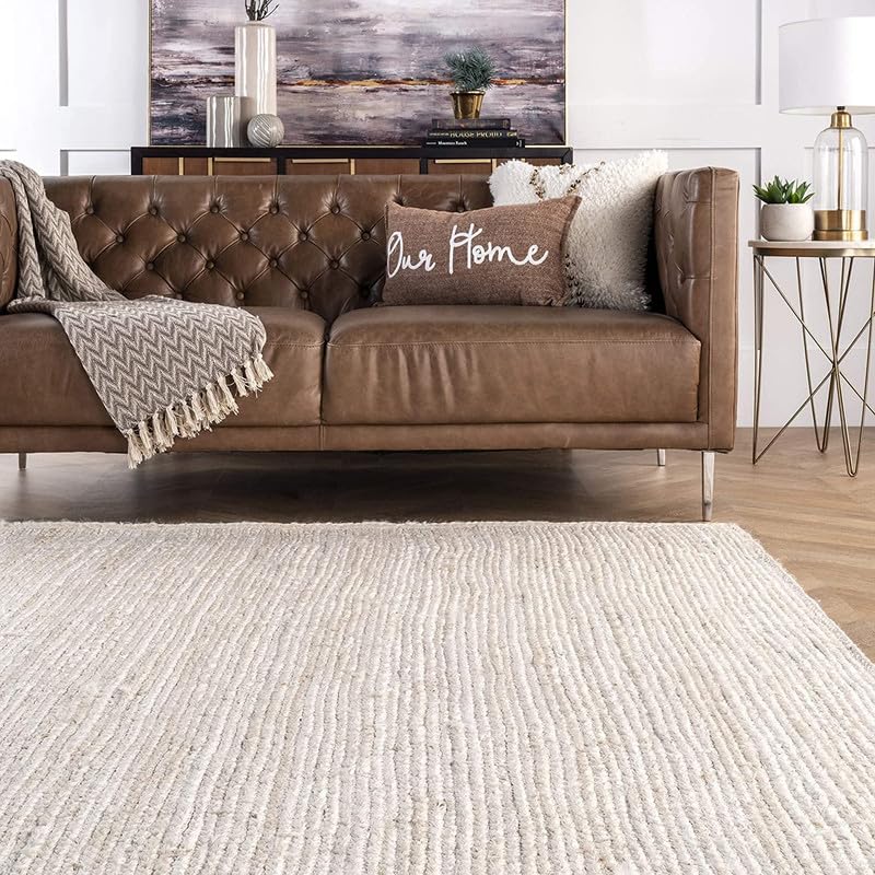 Image of F R Creation Jute Reversible Braided Natural & Handwoven Jute Carpet for Living Room Braided Rug, Offices Carpet, Guest Room Size (1.5X4 Feet White)