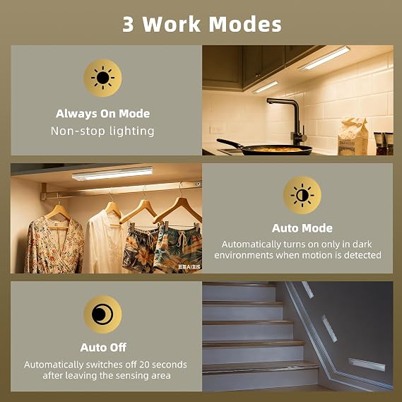 Dimmable Under Cabinet Lighting, Wireless Motion Sensor Light, 5 Pack
