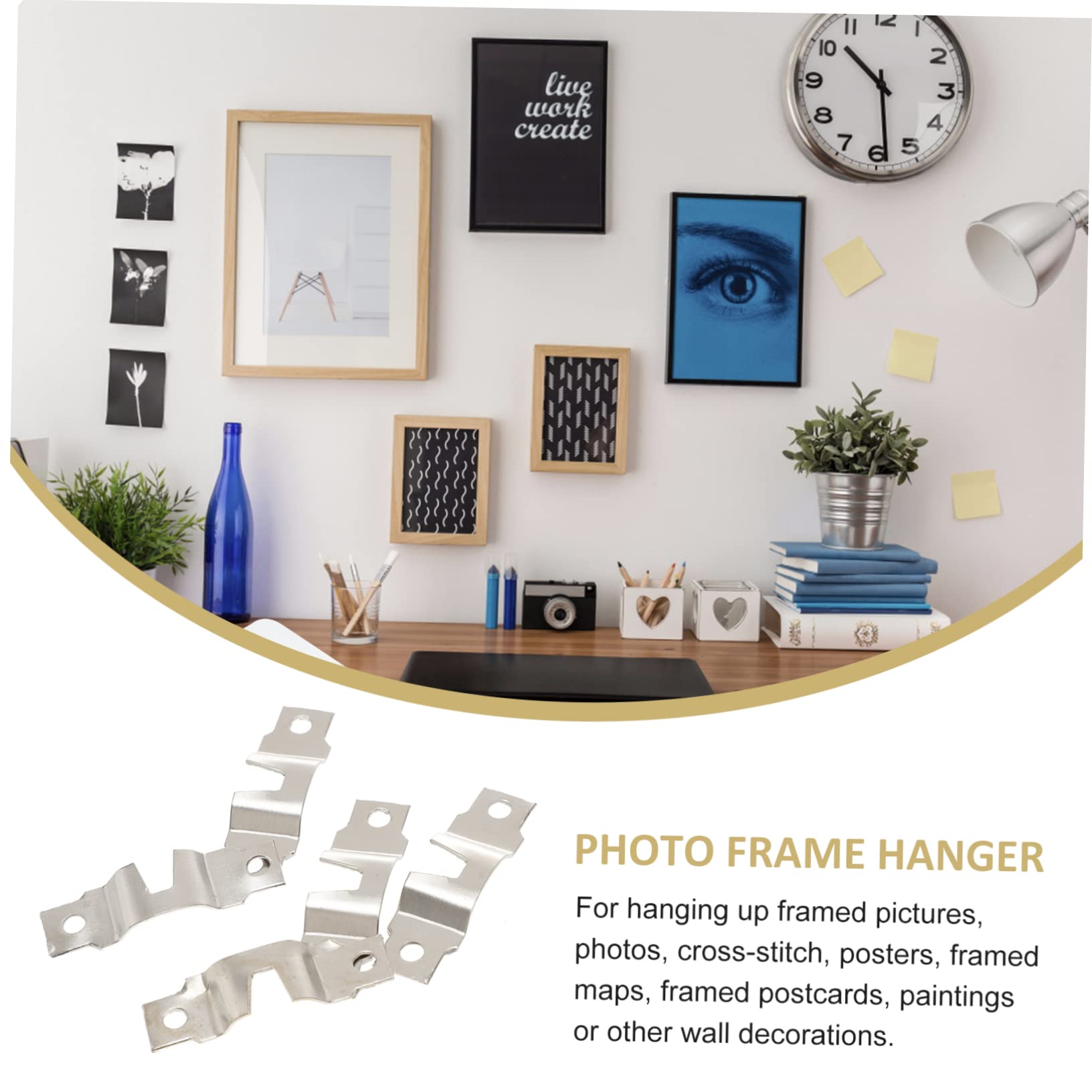 jojofuny 10 Juegos De Colgadores Para Marcos De Fotos Ganchos De Doble Agujero Tornillos En Forma De D Para Decoración De Pared De Fotos Para El Hogar Y La Oficina 50 Unidades X 10
