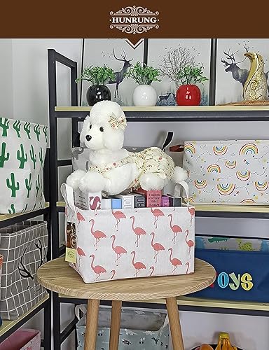 Miniatura 84 de HUNRUNG Cesta rectangular de almacenamiento de lona, bonita cesta organizadora de lona para mascotas, juguetes de niños, libros, ropa, perfecta