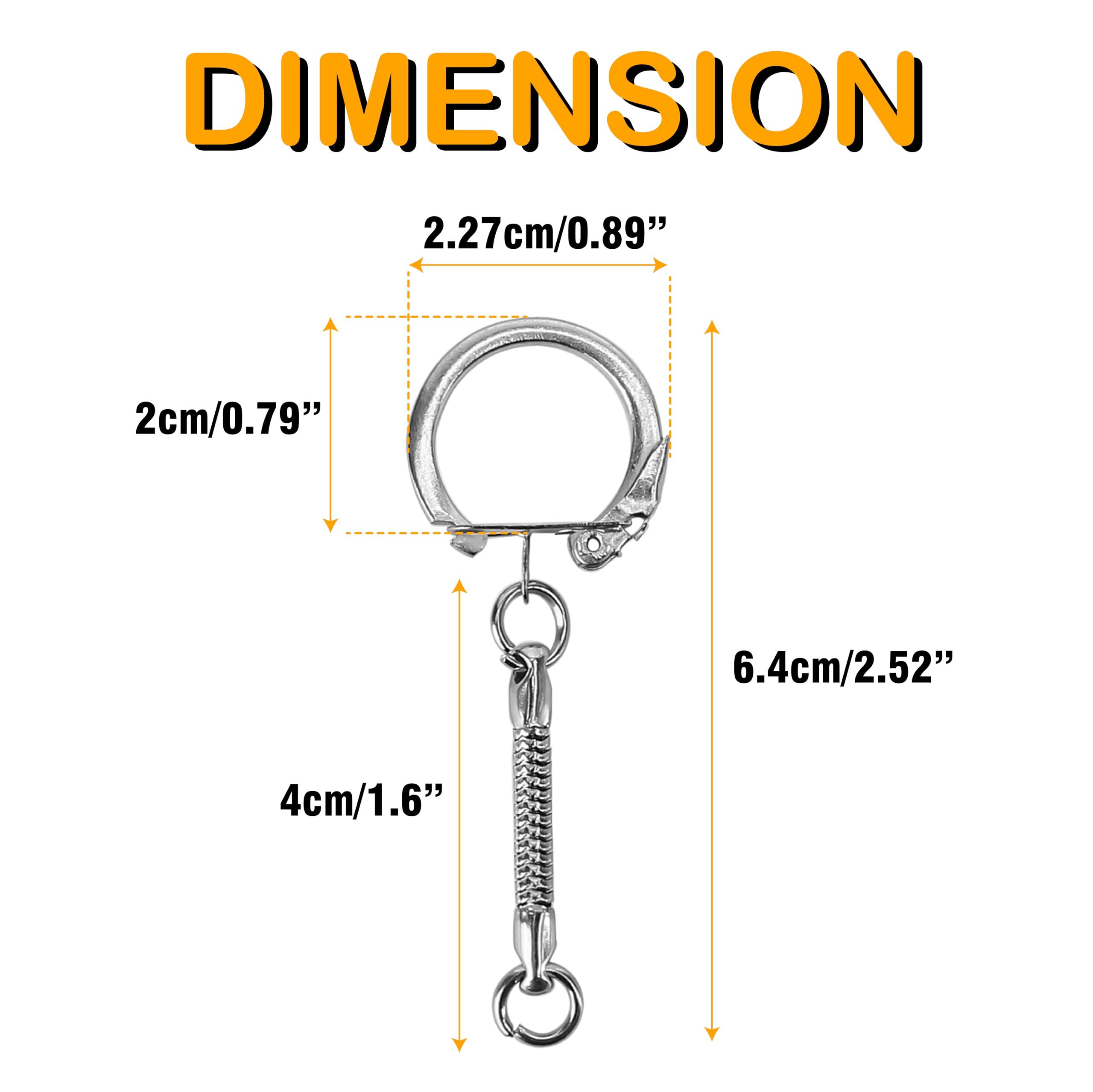 100Pcs Snake Keychain, DIY Key Chain Making Kit with Snap End and 3/4