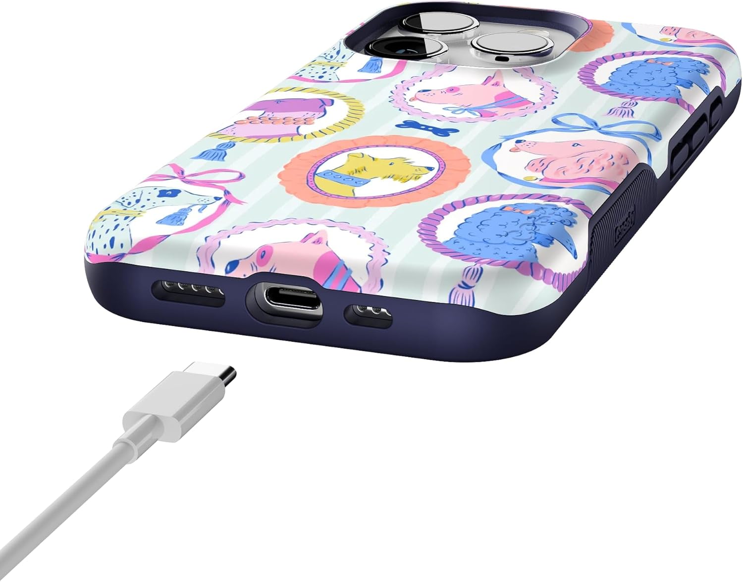 Casely iPhone 15 Pro Case | Chateau Pups | French Dog | Bold Protective Design | Compatible with MagSafe