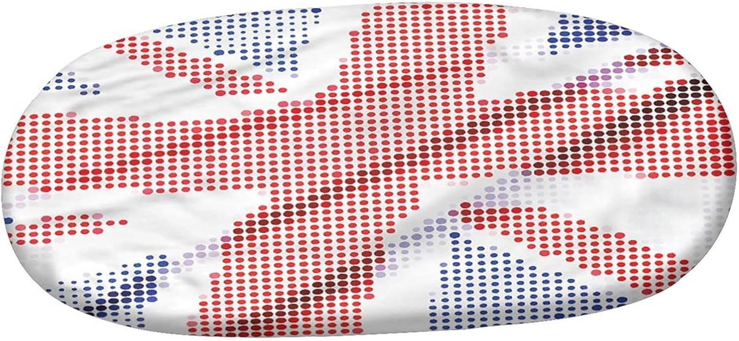 XISUNYA Oval Fitted Tablecloth, Modern Elastic Edged Polyester Table Cover,Union Jack Pixel Art Design Print Fitted Table Pad, Fits Oval Tables up to 48" x 72" for Outdoor Farmhouse Rustic