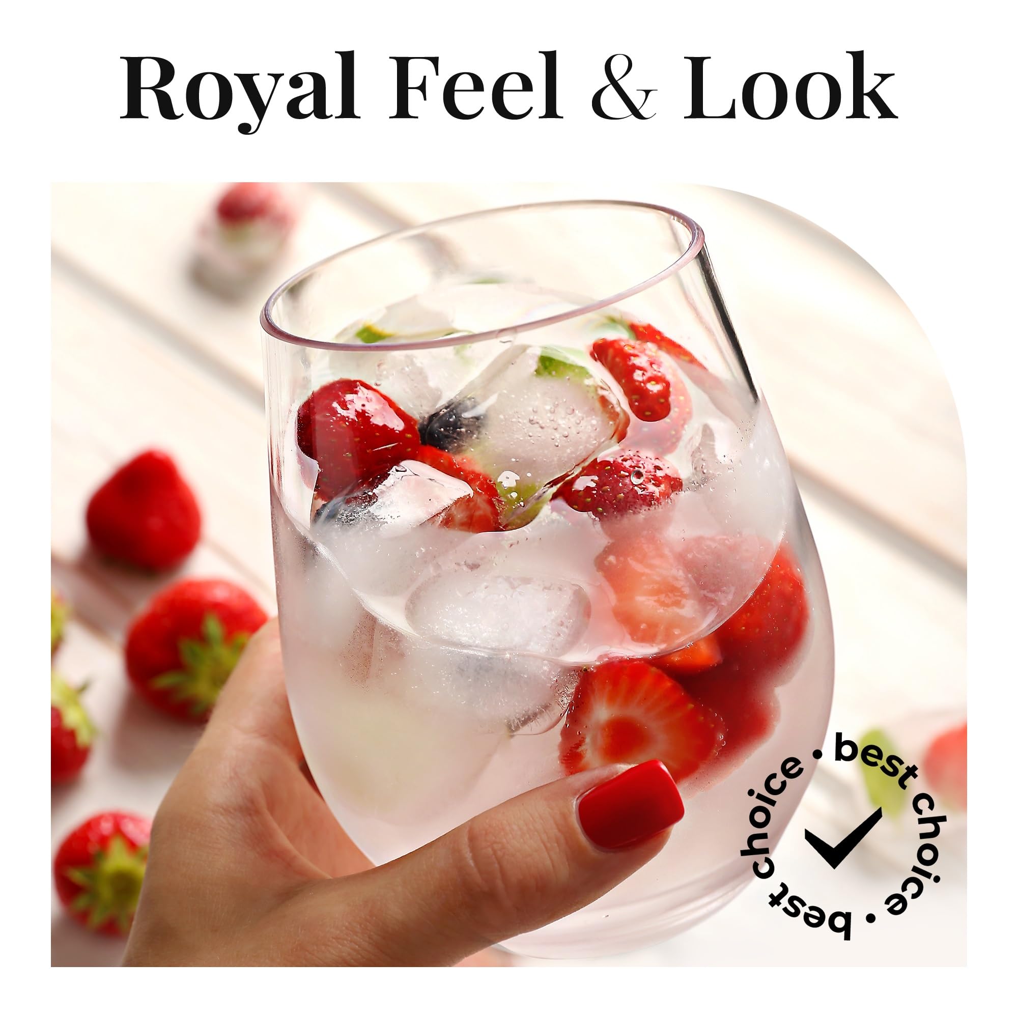 Vivocci Copas de vino irrompibles de plástico elegantes sin tallo de 20 onzas | Base pesada 100% Tritan | Cristalería inastillable | Ideal para cócteles y escocés | Perfecto para hogares y bares |