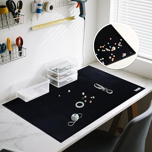 Alfombrilla de silicona para manualidades con labio extra grande de 31.5 x 23.6 pulgadas para cuentas y fabricación de joyas, pulseras de cuentas de