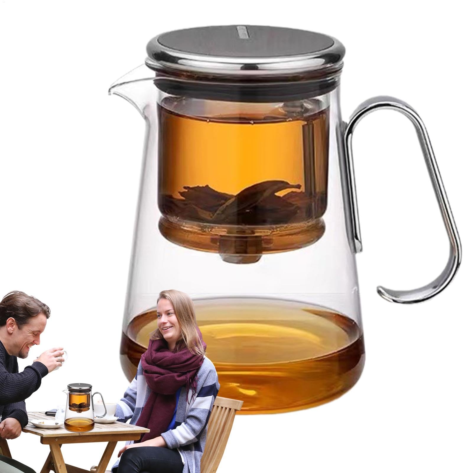 Infusore magnetico per tè, con colino e coperchio, elegante ornamento per tè con manico, teiera multifunzionale in vetro separatore 'acqua per fiori e foglie sfuse | Bollitore In Bollitore Trasparente Per Tè In , Tè Sfuso, Verde, Nero, Oolong, Caldo, Fred