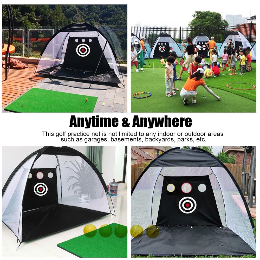 JARAGAR - Rete per allenamento da golf, 3 x 2,8 m, con tappetino da colpire e borsa per il trasporto, per guida in cortile, reti da golf per giardino, attrezzatura da allenamento indoor outdoor