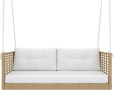 East Green Millie Porch Swing with Cushions 3 Person Porch Swing, Outdoor Loveseat Swing for Porch or Patio 5 Foot