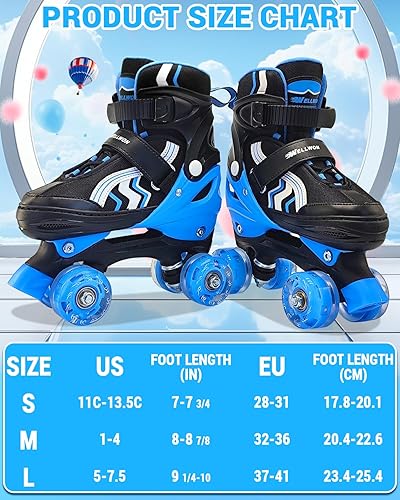 Miniatura 5 de Patines de Ruedas para Niños, 4 Patines de Ruedas Ajustables con Ruedas Iluminadas, Patines de Ruedas para Niñas y Niños, Niños Principiantes para