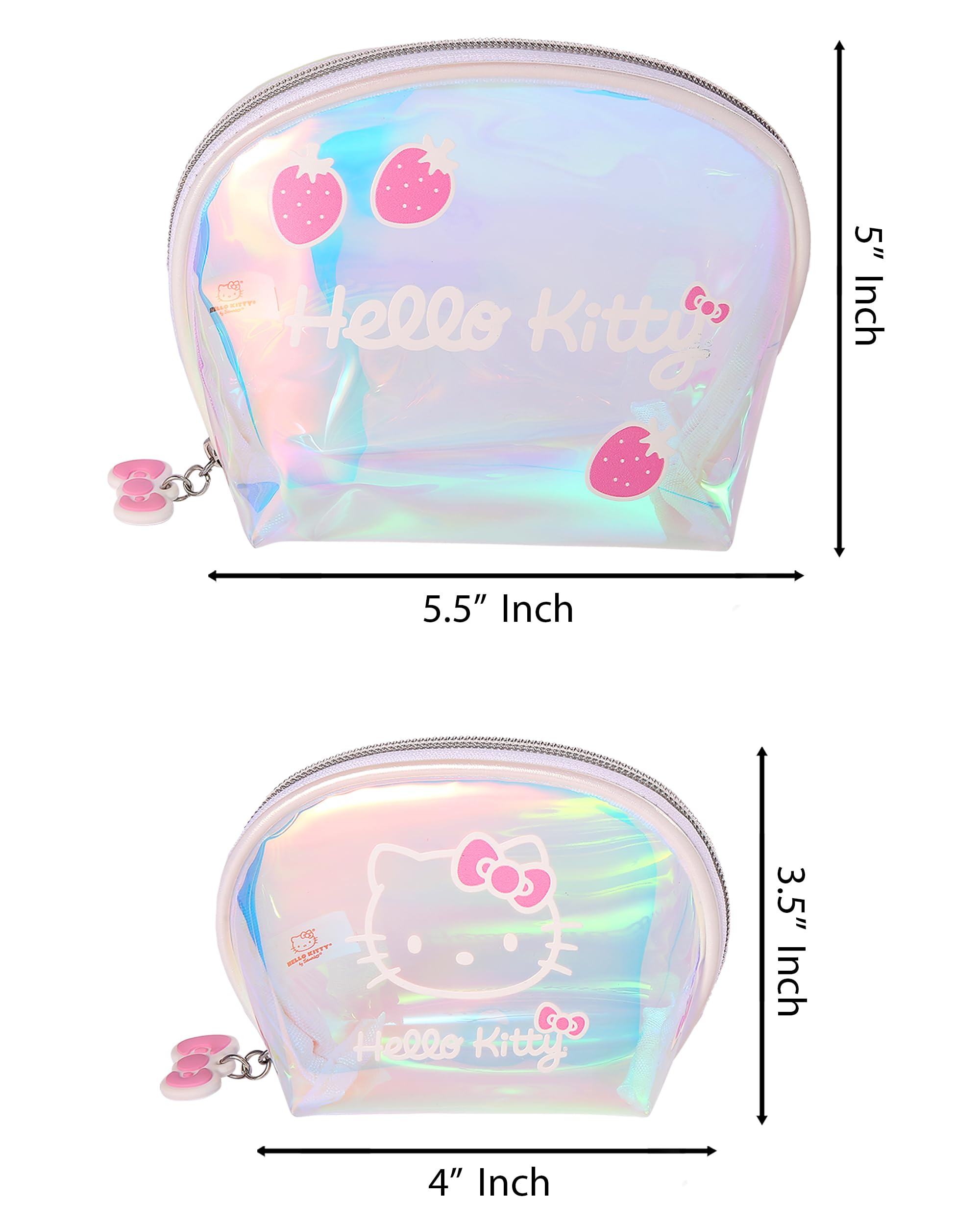 Hello Kitty Beauty case con licenza ufficiale, grande e piccola, trasparente | Borse da viaggio, graziose borse per il trucco, regali Sanrio