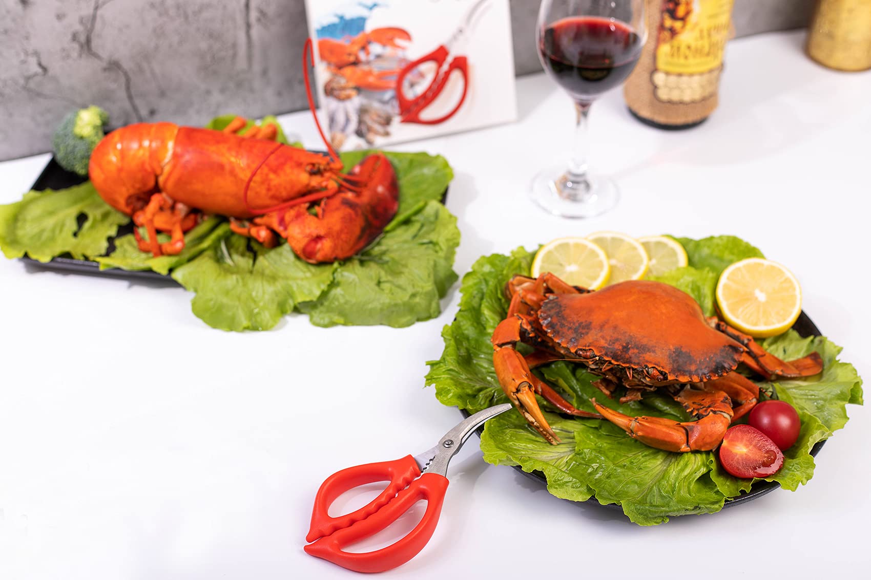 Juego de 6 tijeras de marisco y tenedores de langosta para cocina, mariscos, pescado, cangrejo y camarones