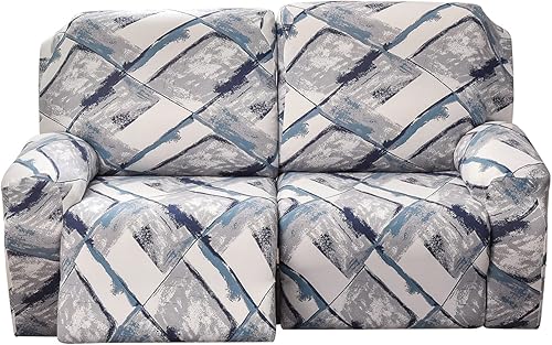 CRFATOP Funda elástica para sofá biplaza reclinable con bolsillos, 6 piezas, fundas de sofá reclinable de doble sección para sofá reclinable de 2