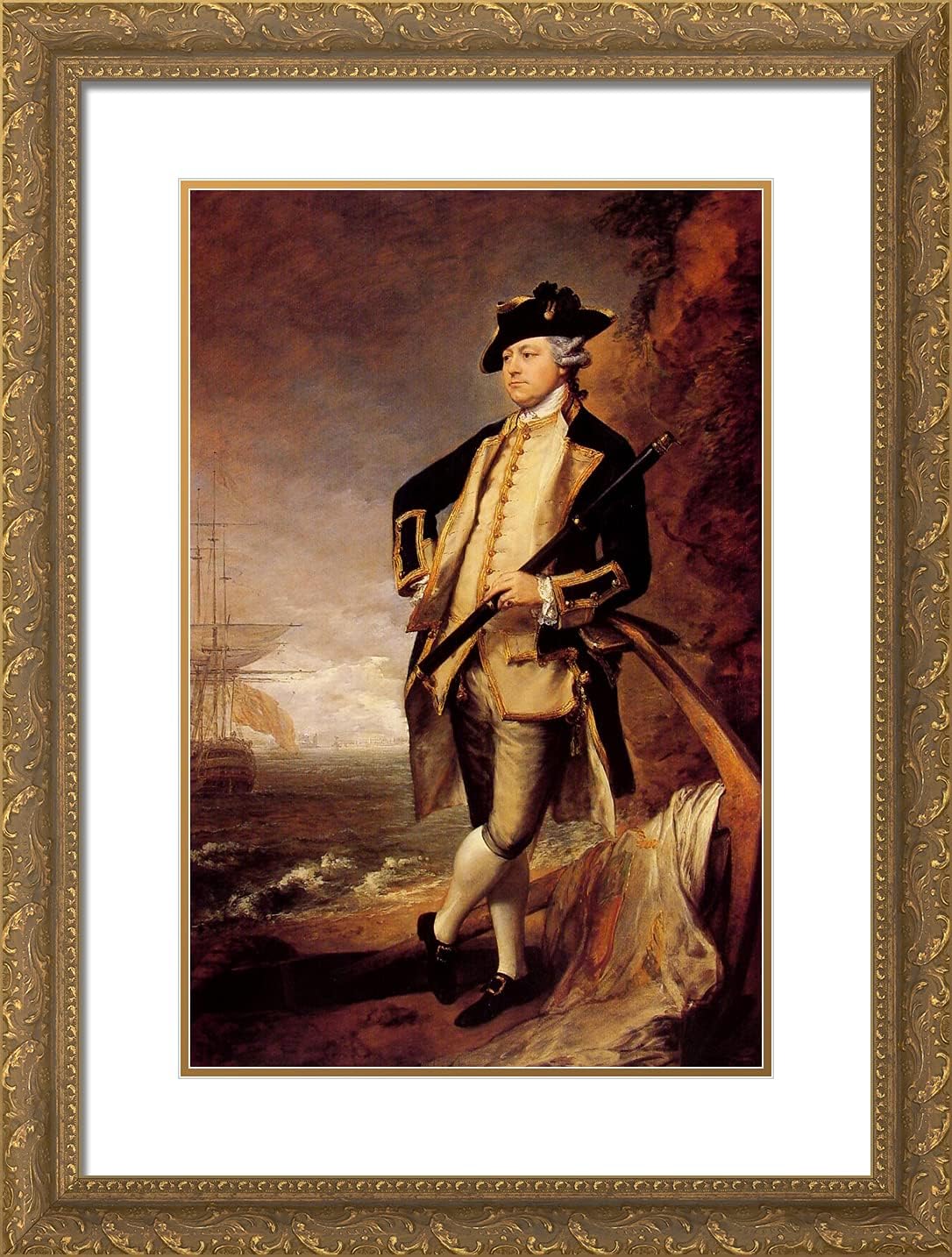 ArtDirect Gainsborough, Thomas 19x24 Gold Ornate Framed Art Print with Double Matting Titled: Augustus John Third Earl of Briston