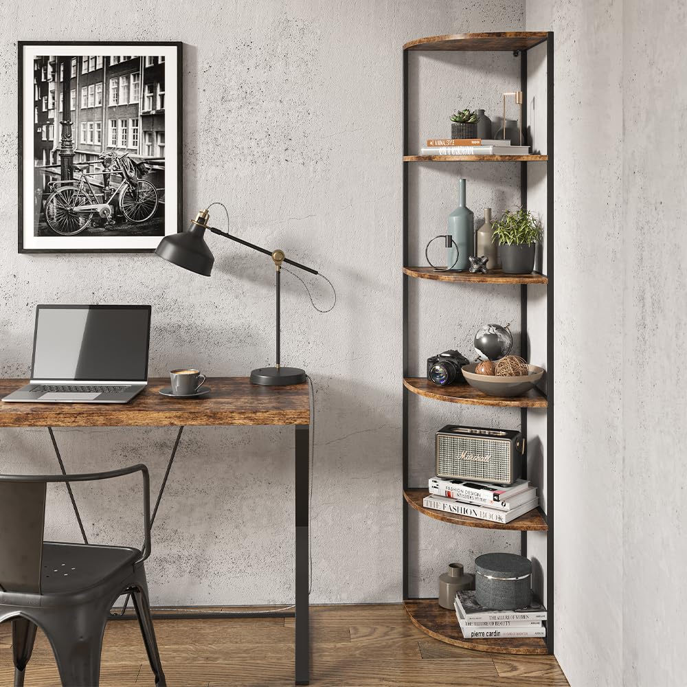 Vicco Hoekplank, wandplank, houten plank, planksysteem, archiefrek, ordnerrek, hoge plank, opslag, thuiskantoor, woonkamer, woonkamerplank ( hoekplank 5 niveaus