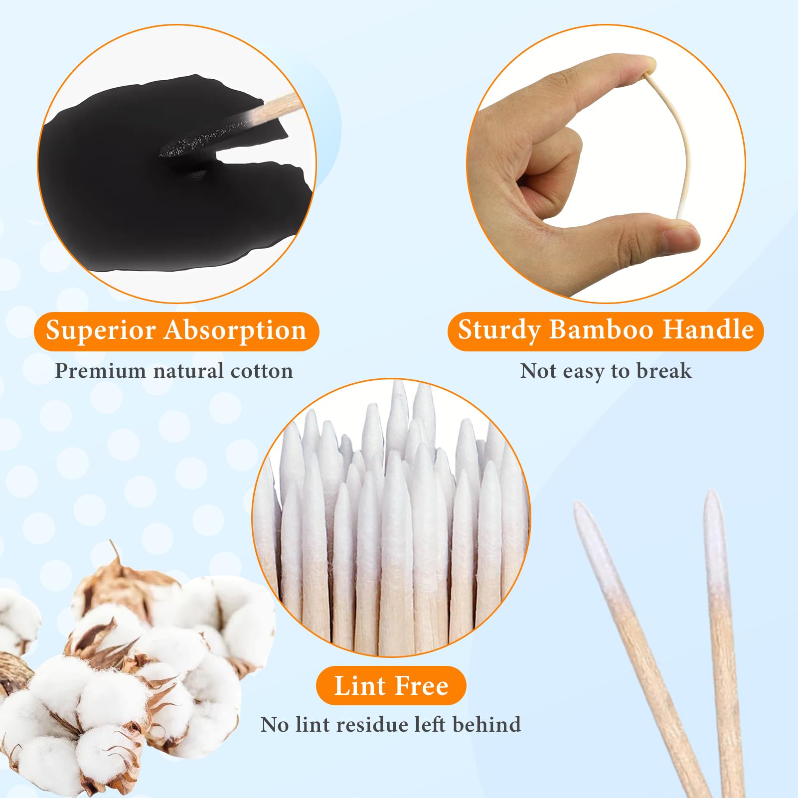400 Piezas Bastoncillos de Algodón Puntiagudos de Madera Aplicadores Pequeños Bastoncillos de Algodón Para Tatuaje, Cejas, Belleza, Maquillaje, Uñas (7cm)