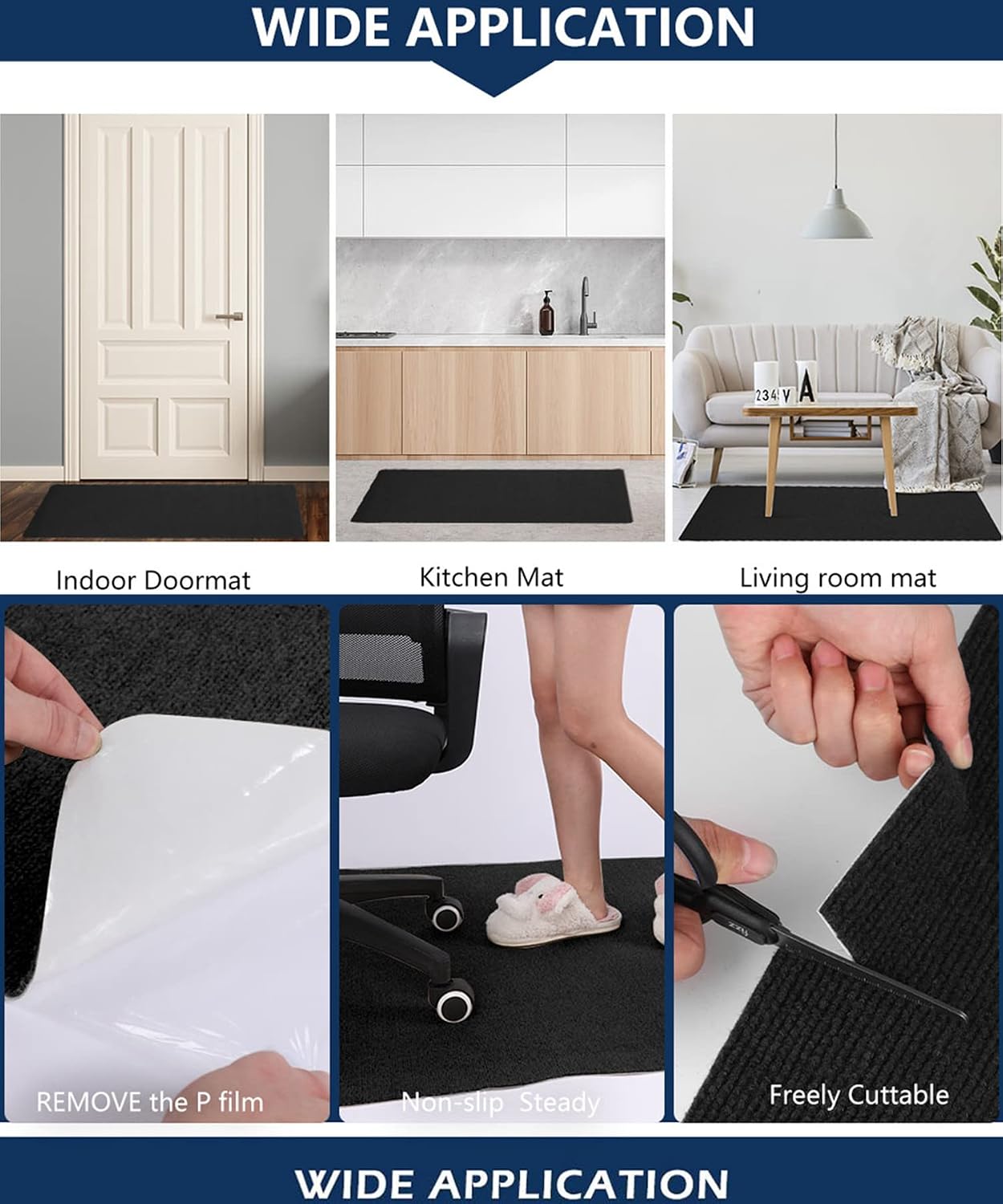 Office Chair Mat for Rolling Chairs, Anti-Slip Office Desk Chair Mat for Hardwood Floors,Multi-Purpose Floor Protector Chair Rug for Home&Office Large 55"x35" Freely Cuttable... - Image 2