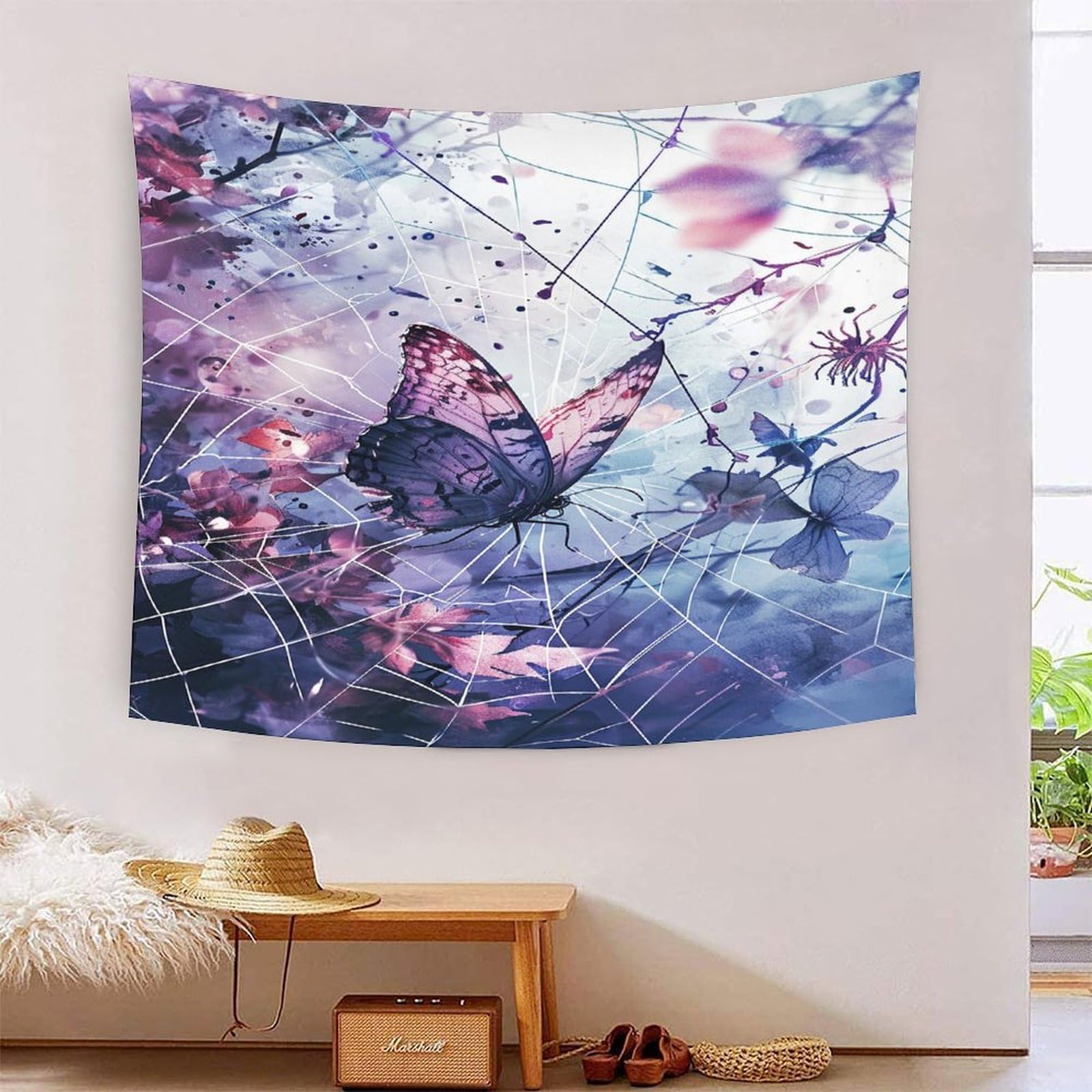 Tapisserie effet 3D papillons grand format pour relief mural de salon