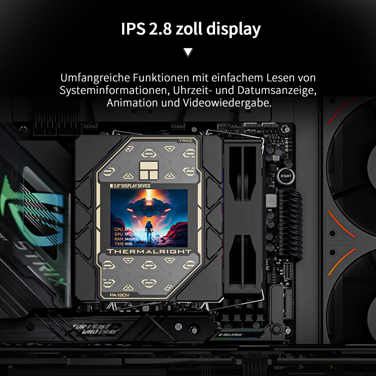Thermalright TR Peerless Assassin 120 Vision ARGB Black CPU Luftkühler, Twin Tower Kühler, 1850U/min, 320x240 Auflösung IPS Bildschirm mit 2,8 Zoll, Kompatibel mit LGA1851/1700, AM4/AM5, 162mm Höhe