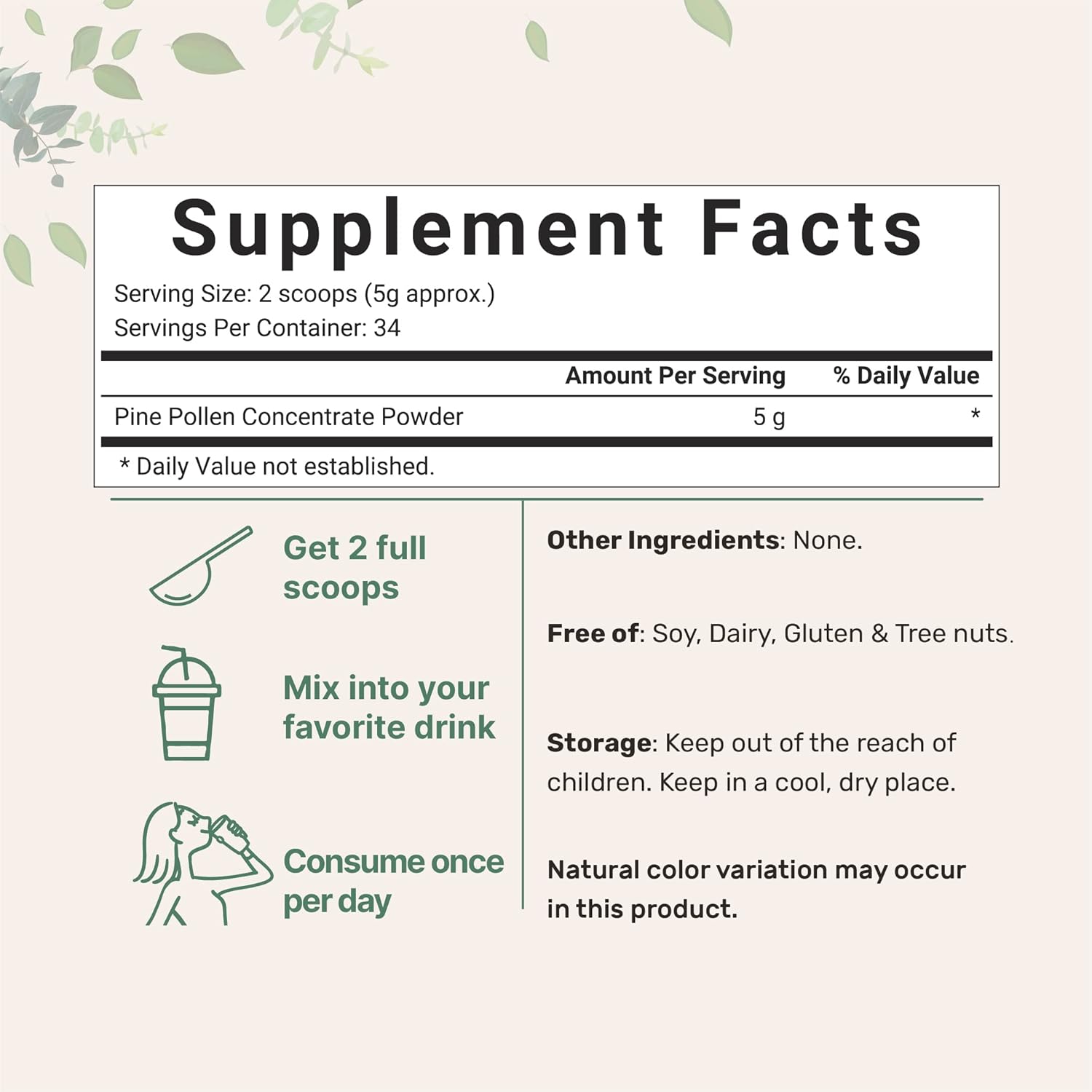 Condition photo showing New/Like New for Micro Ingredients Pure Pine Pollen Powder, 6 Ounce, Wild Harvest an Broken Cell Wall, Supports Immune System Health, Boosts Energy, Antioxidant & Androgenic, No GMOs, Vegan Friendly