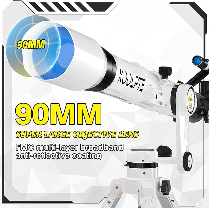 Telescopio 90mm Apertura 900mm Montura Altazimutal Blanco miniatura 3