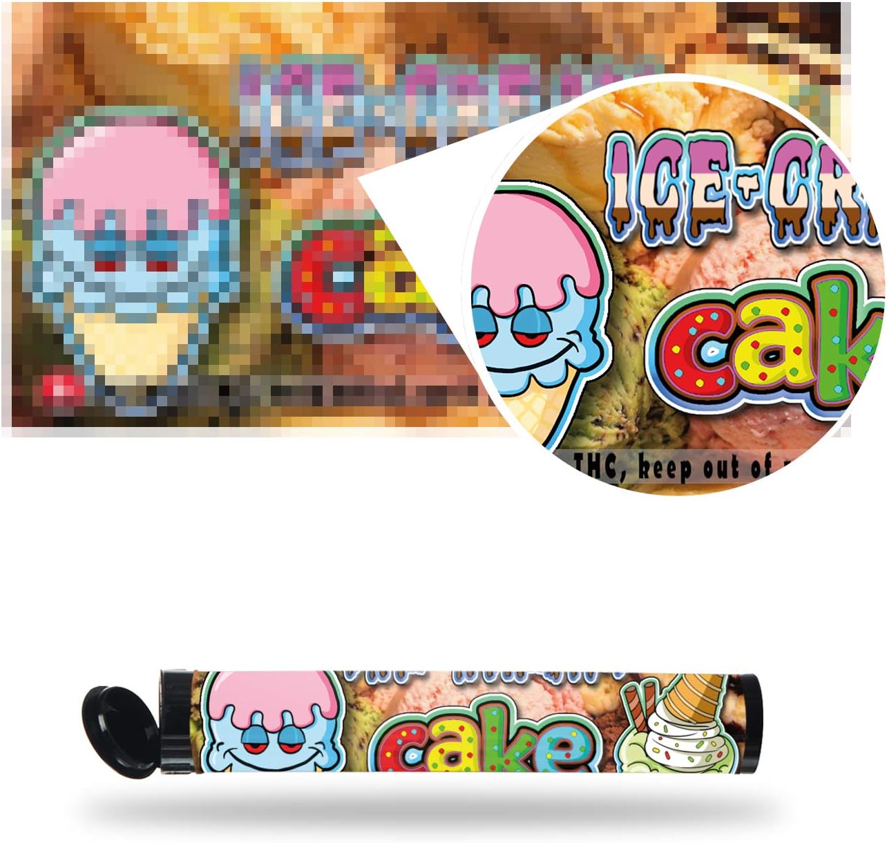 Ice Cream Cake Pre-Roll Labels - Cali Labels - Pre-Roll Tube Stickers x100
