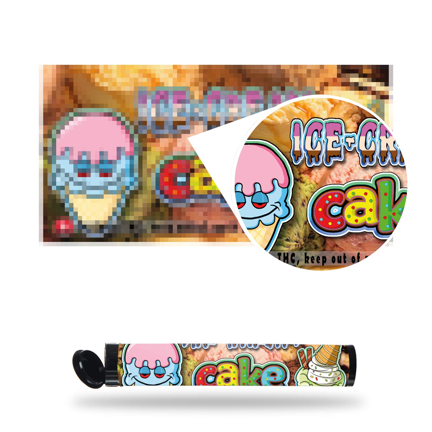 Ice Cream Cake Pre-Roll Labels - Cali Labels - Pre-Roll Tube Stickers x100