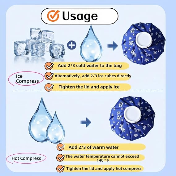 Hot and Cold Reusable Ice Bag for Sport Injuries Ice Pack for Injuries, Hot & Cold Therapy, Teeth Pain Cold Pack, Headaches Cold Ice Bag Hot Cold Therapy for Head Shoulder Back Knee 2PCS (Pack of 2)