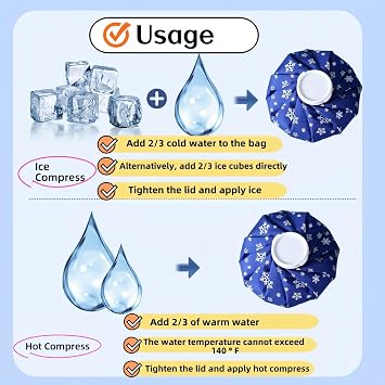Hot and Cold Reusable Ice Bag for Sport Injuries Ice Pack for Injuries, Hot & Cold Therapy, Teeth Pain Cold Pack, Headaches Cold Ice Bag Hot Cold Therapy for Head Shoulder Back Knee 2PCS (Pack of 2)